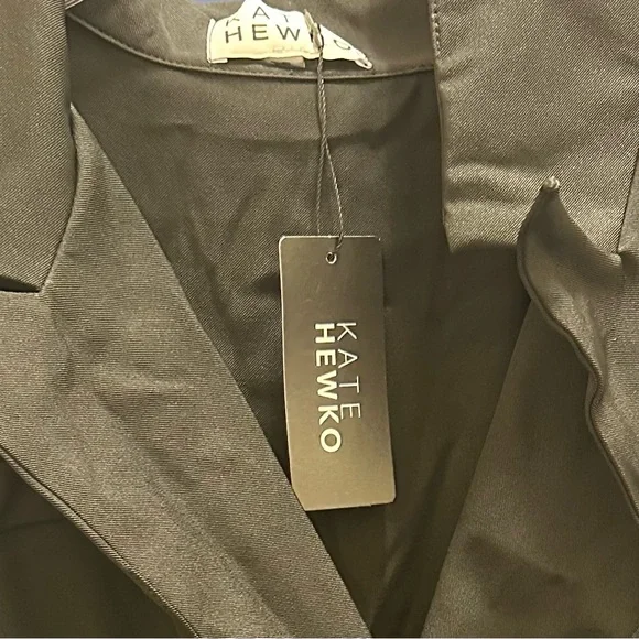 Kate Hewko Zipper Black Ruffle Peplum Blazer Top NWT Medium - Picture 5 of 5